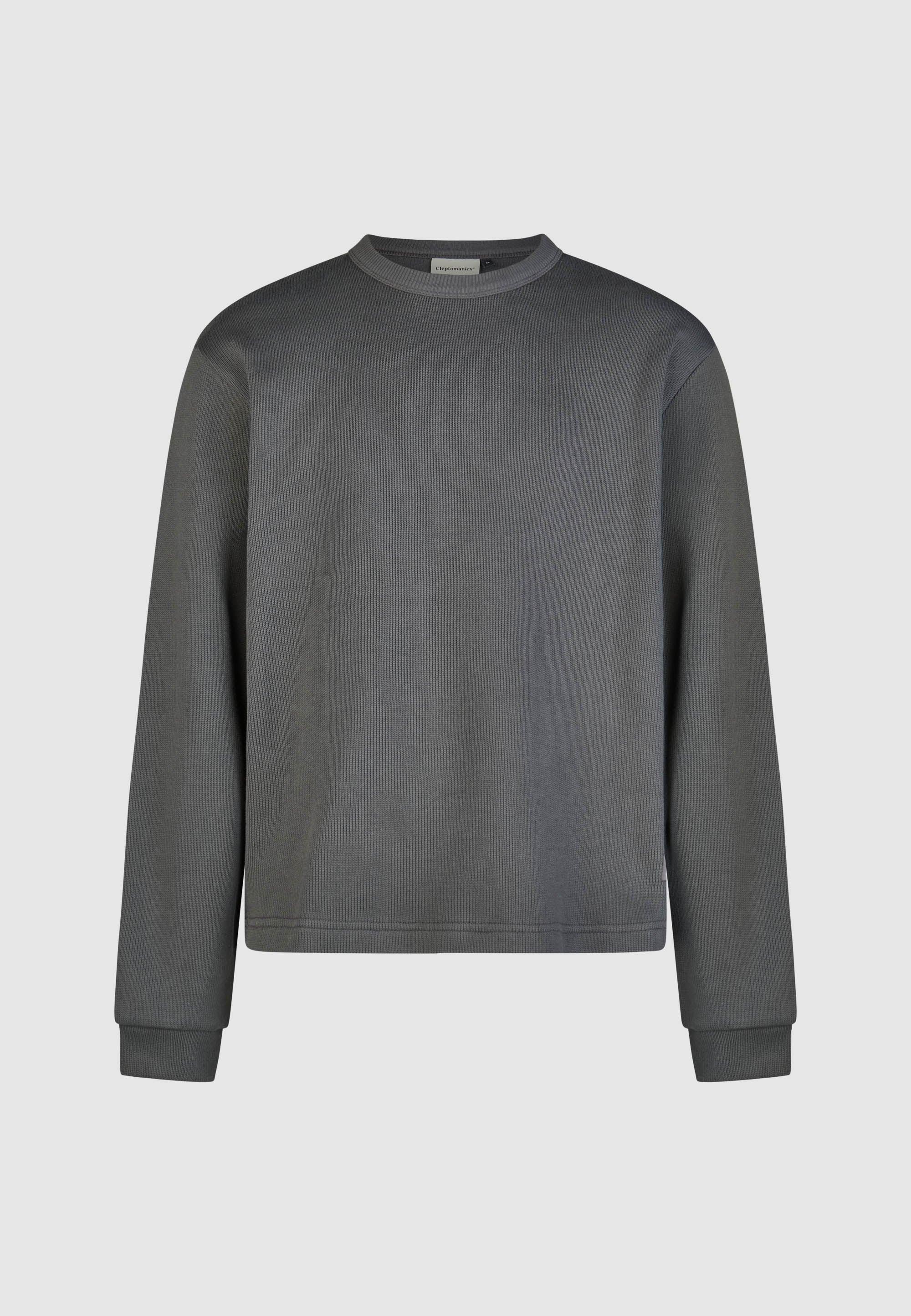Cleptomanicx Double Crewneck Asphalt Pullover Herren grau